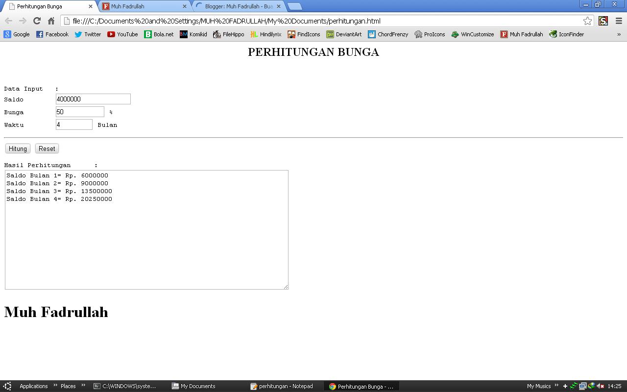 Muh fadrullah contoh html javascript perhitungan bunga