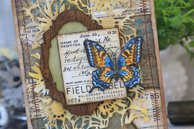 Field Notes Butterfly Card by Juliana MIchaels featuring Tim Holtz Stamper's Anonymous Field Notes Stamp Set