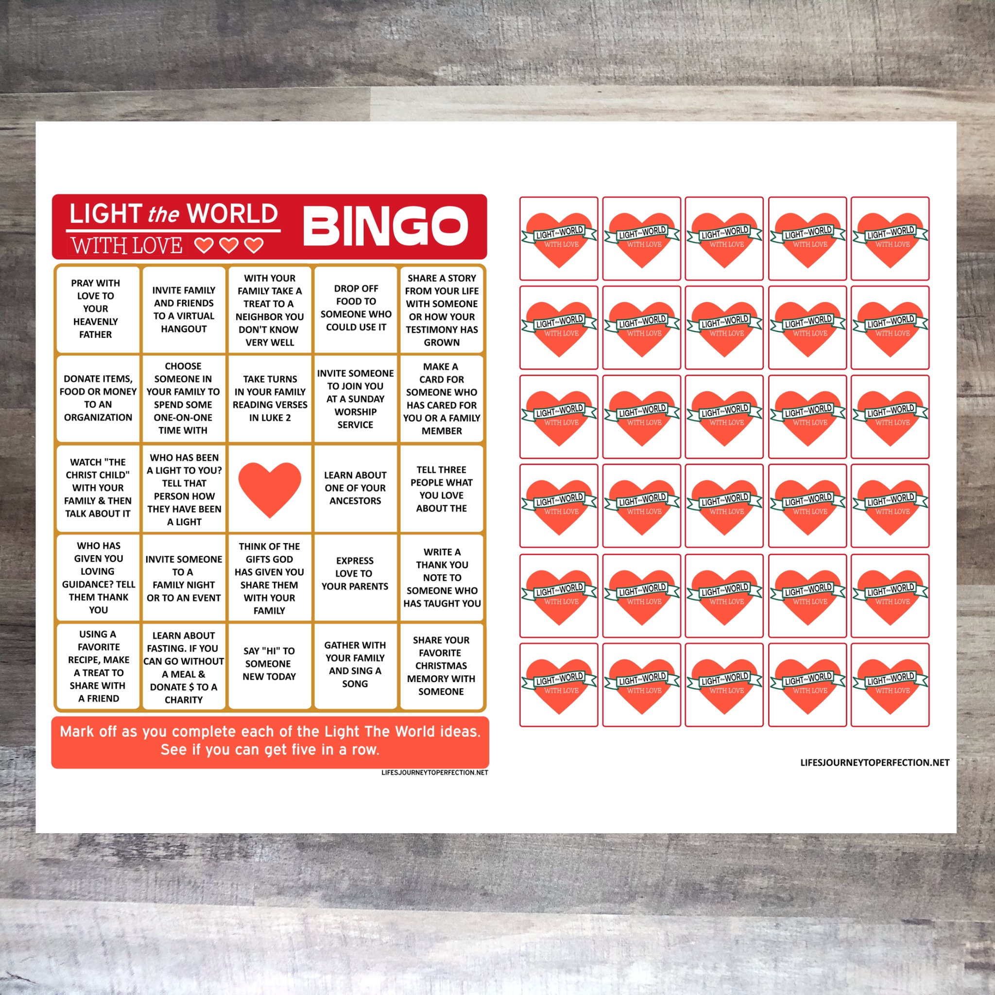 Life's Journey To Perfection Light The World With Love 2021 Bingo