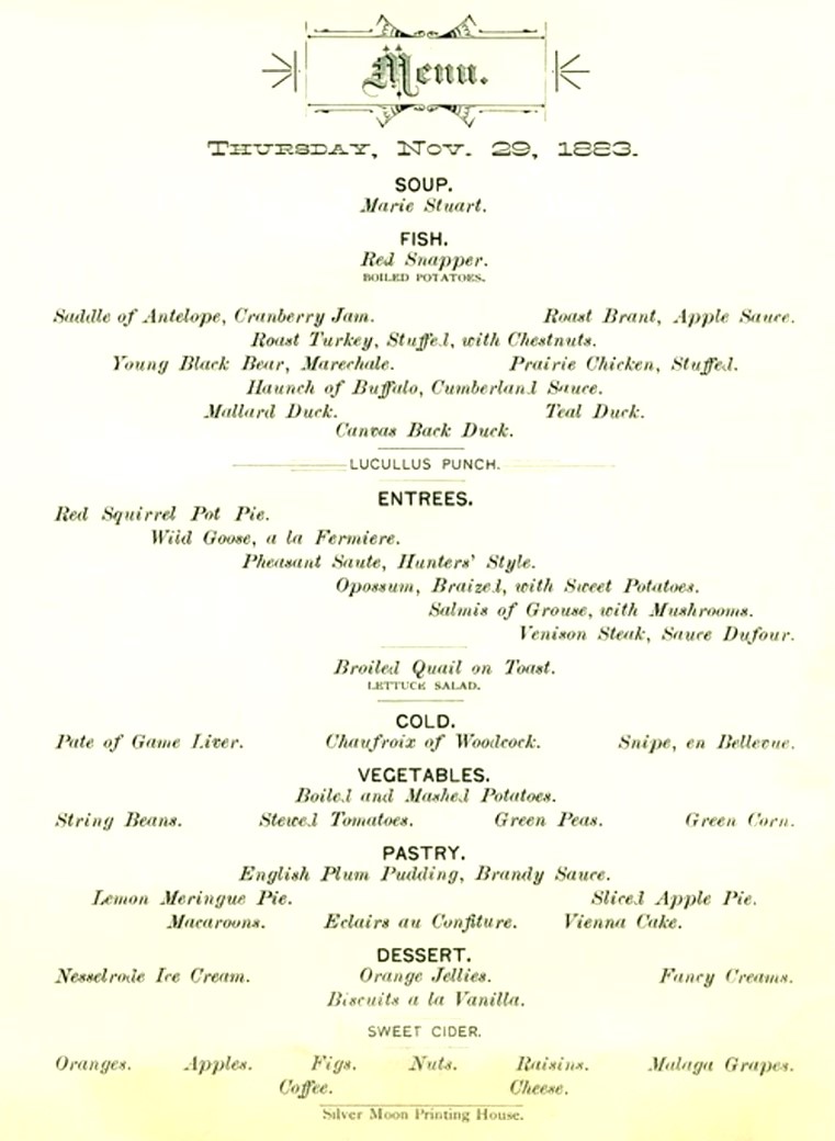 Jesse's Café Américain: Thanksgiving Menus From Days Gone By