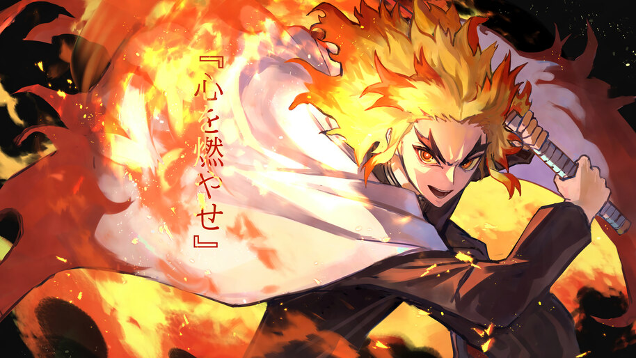 Demon Slayer Kyojuro Rengoku Flame Hashira HD 4K Wallpaper #8.2037