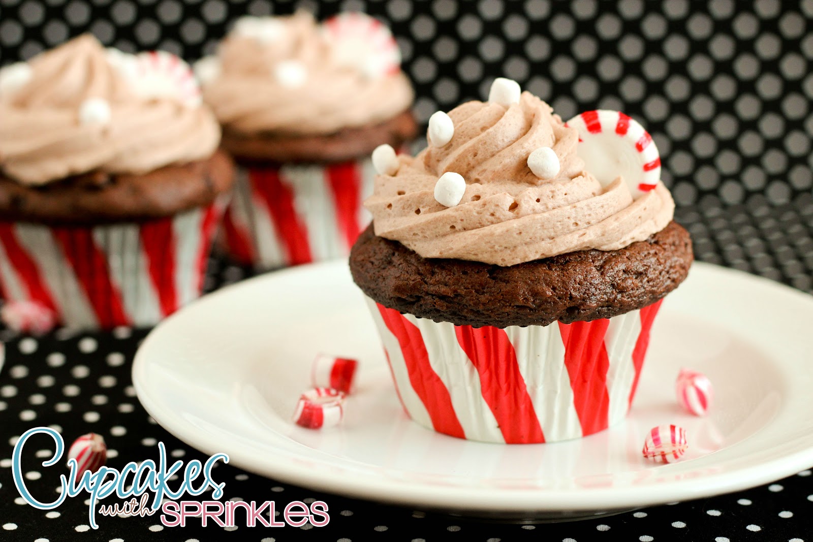 Cupcake with Sprinkles Hot Chocolate Peppermint Cupcakes