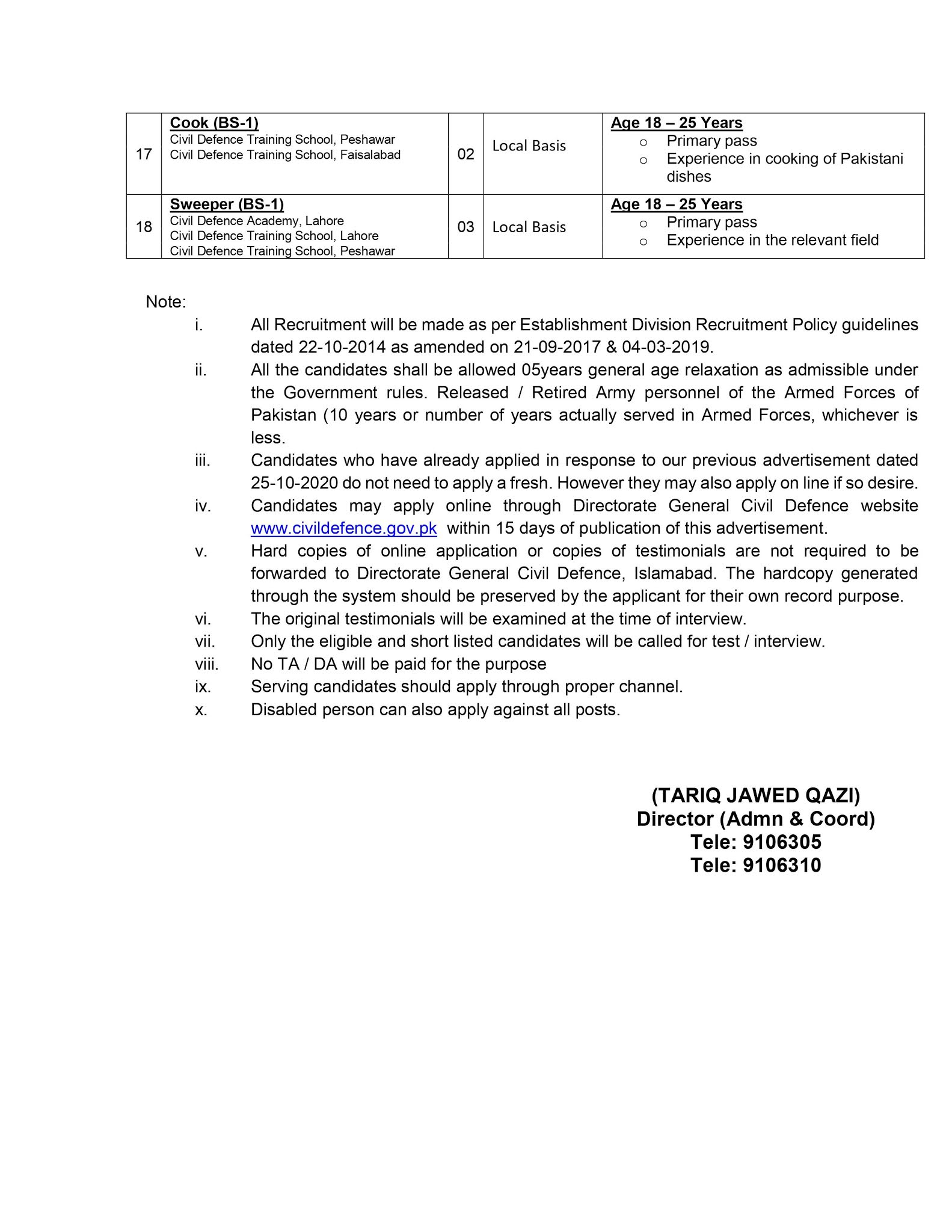 Latest Ministry of Interior Civil Defence Jobs Advertisement 2021