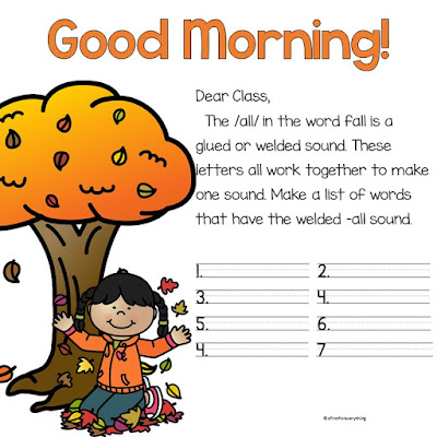 Morning Messages for kindergarten and first grade that are fully prepared with great ideas and content for ELA and Math review. Great for the morning meeting and the Responsive Classroom. Fully editable for customization. Turn on the interactive whiteboard and it's done!