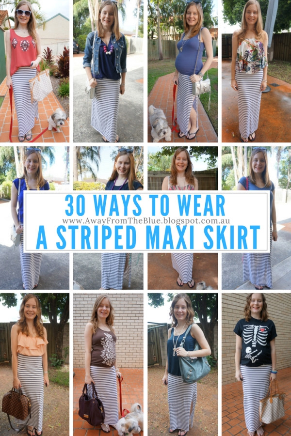 blue maxi skirt outfit
