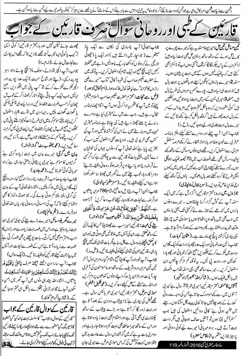 Qareen Ka Tabbi Aur Rohani Sawal Ubqari Mag May 16 Qareen Ka Tabbi Aur Rohani Sawal Ubqari Mag May 16