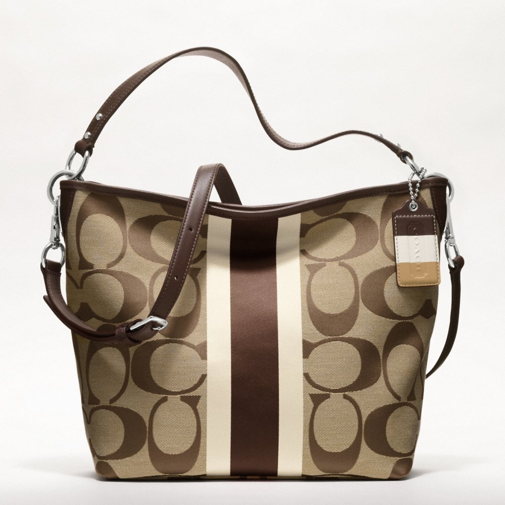 LiTTLE-KiOSK: Coach Hamptons Weekend Signature Stripe Shoulder Bag #10055