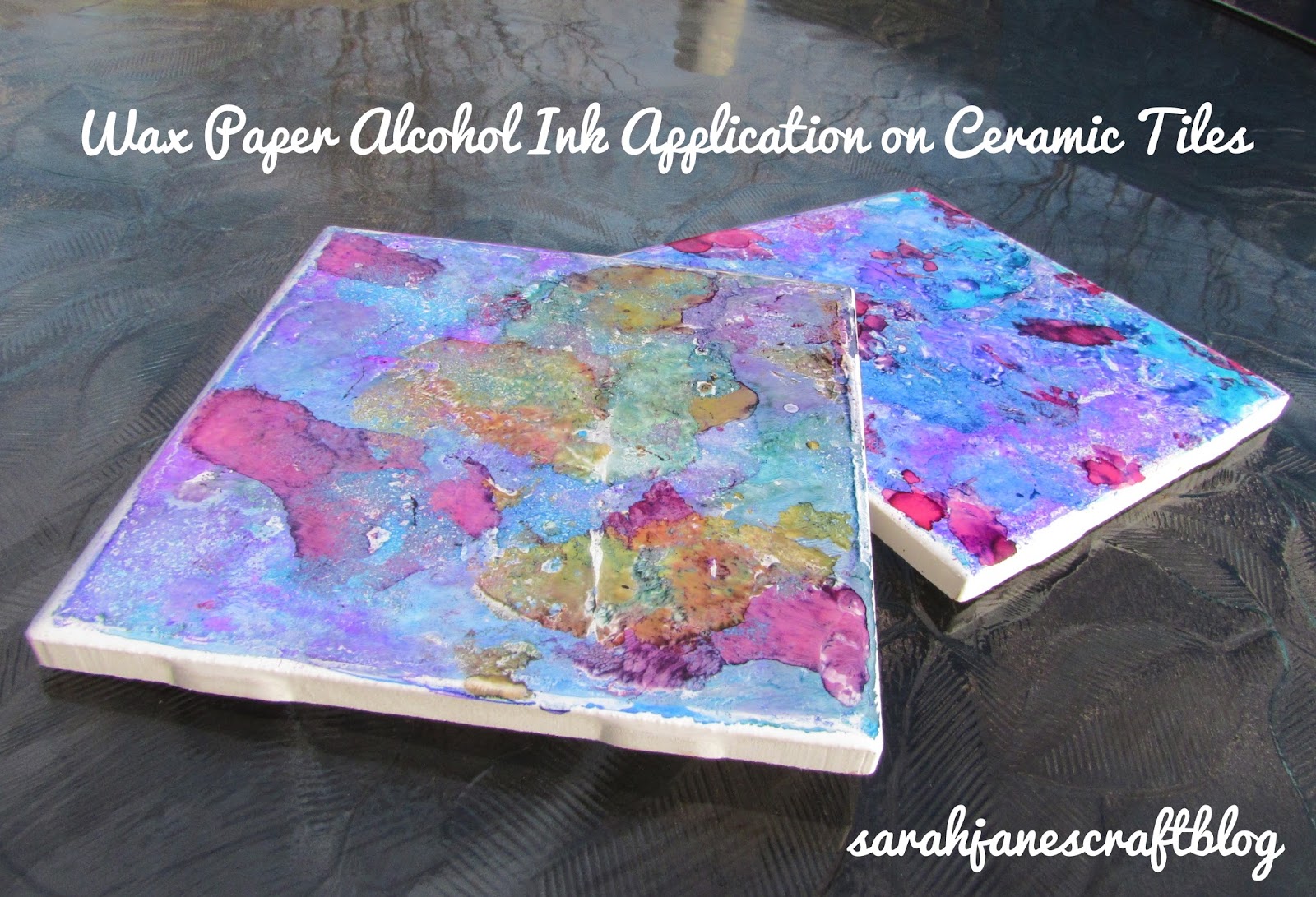Sarah Jane's Craft Blog Applying Alcohol Ink with Wax Paper