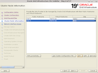 cluster setup oracle 19c extended private interfaces inter connect network public sites