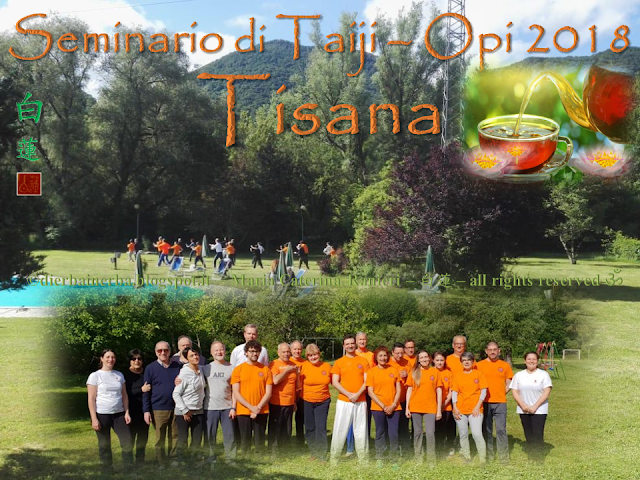 Tisana del SEMINARIO di TAIJI OPI 2018 Docente del Corso di Erboristeria “Di Erba in Erba©” Cromoterapeuta - CromoEstetica FloriTerapeuta Mediterranea - esperta di Cosmesi naturale personalizzata, Consulente naturopata - vasta esperienza anche con bimbi e anziani - Istruttore di “Tài jí quán - 太极拳” e di “Tai Chi Kung” dello Stile Yang, della International Family Tai Chi Chuan blogger http://dierbainerba.blogspot.it - © Maria Caterina Ranieri 白蓮 – all rights reserved ॐ