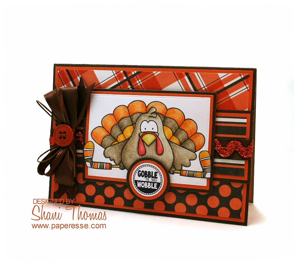 Thanksgiving card with Whimsie Doodles' Turkey Split digital stamp