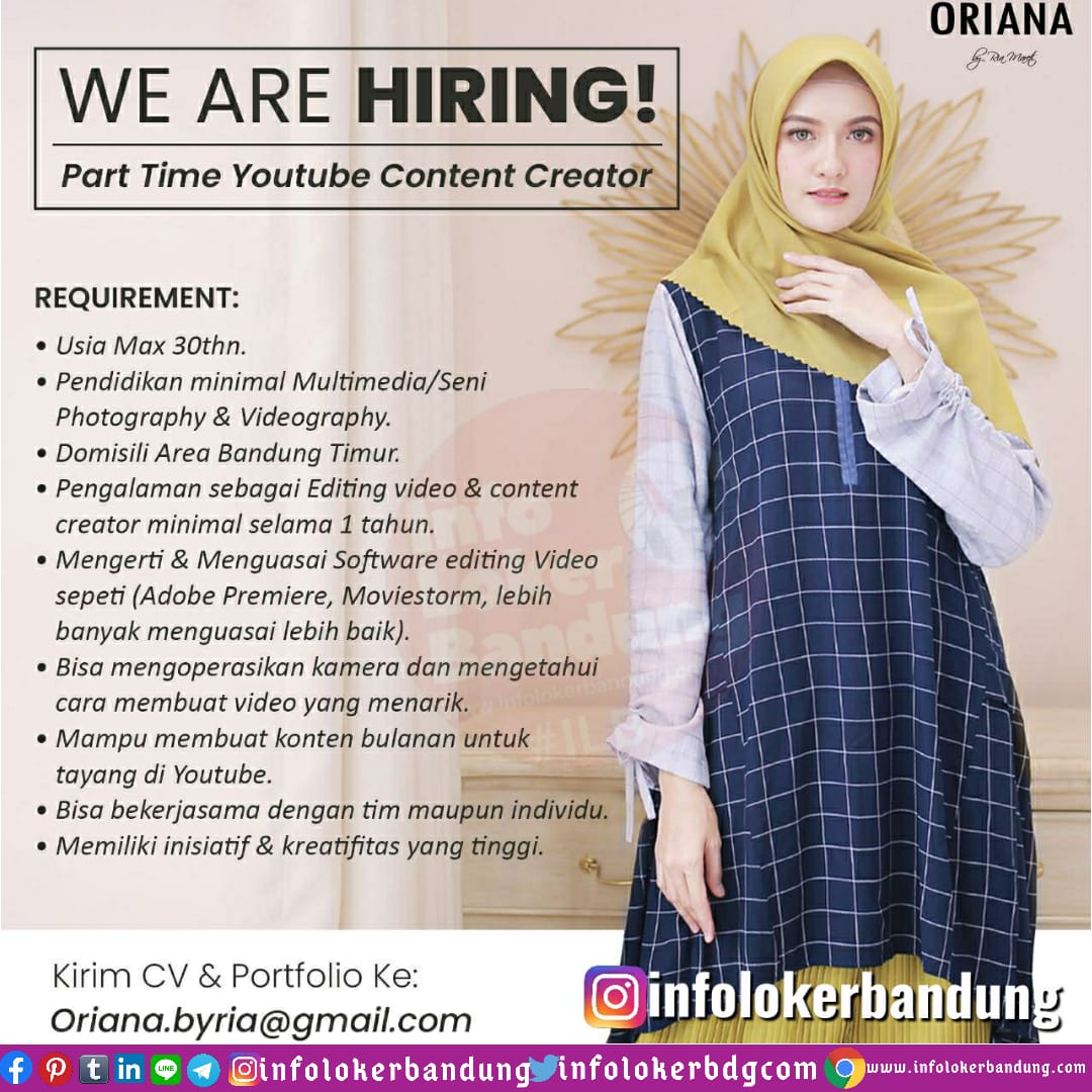 Lowongan Kerja Part Time Youtube Content Creator Oriana Boutique