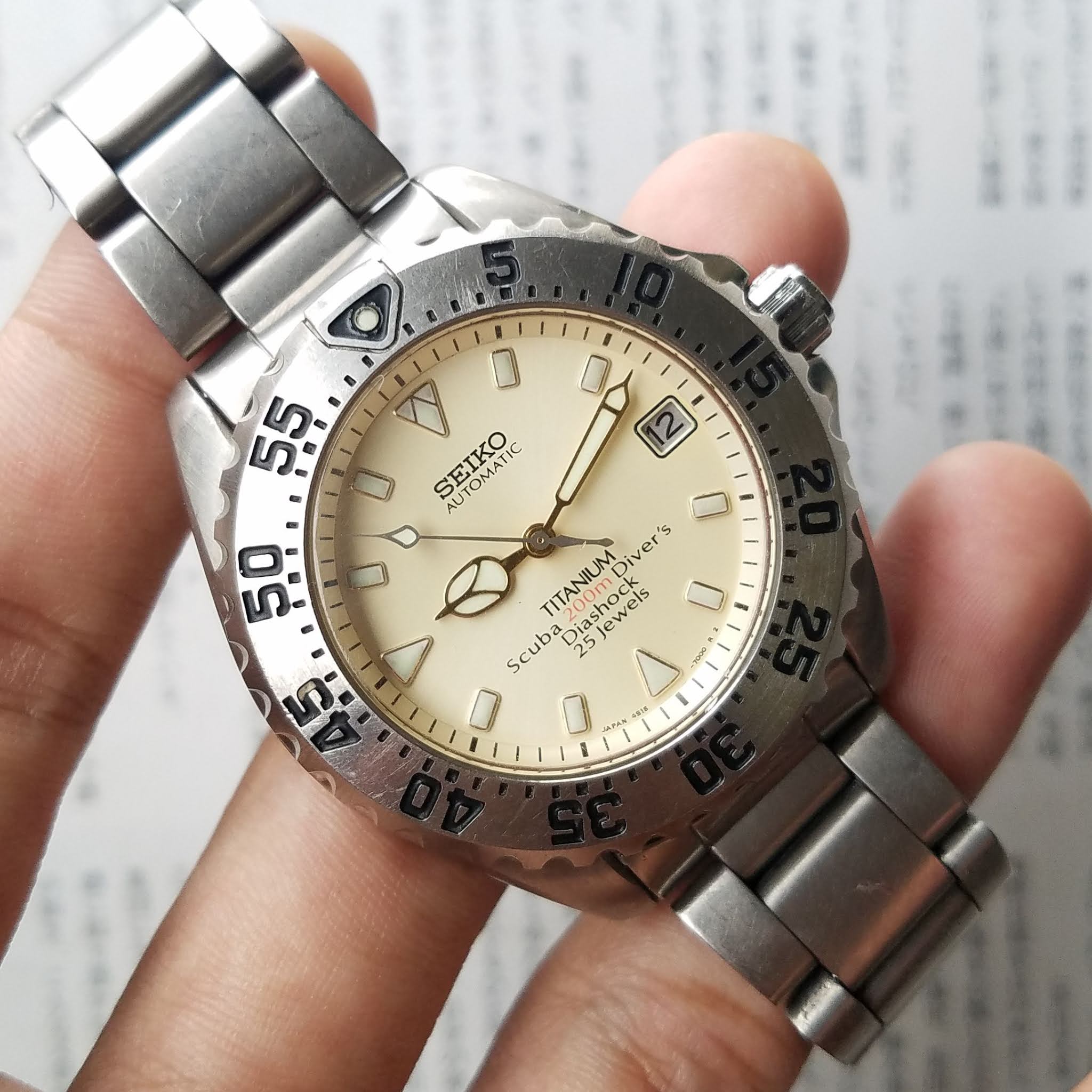 SOLD OUT)VINTAGE SEIKO AUTOMATIC TITANIUM 4S15-7000 DIVER WATCH FOR MEN'S |  MUGIPAJENG