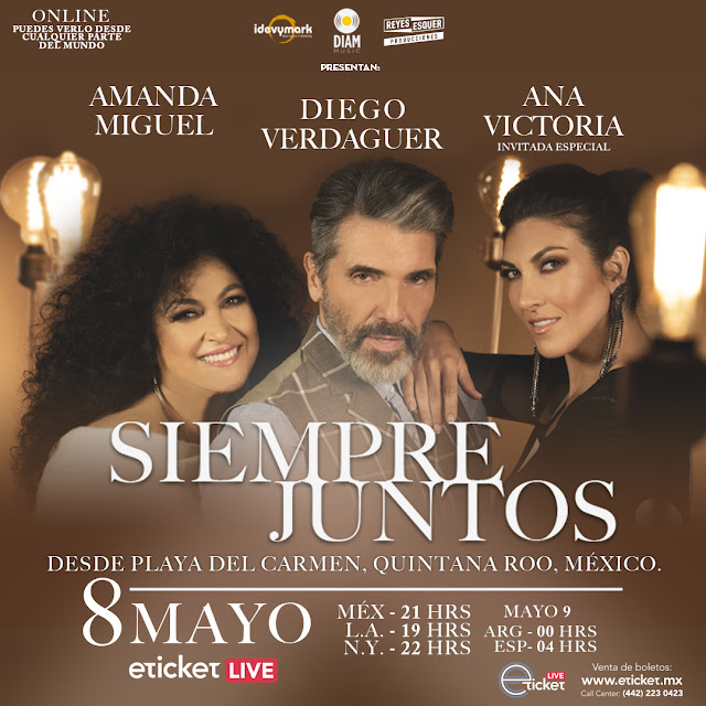 Amanda Miguel y Diego Verdaguer presentarán un concierto online “Siempre Juntos”  desde Playa del Carmen
