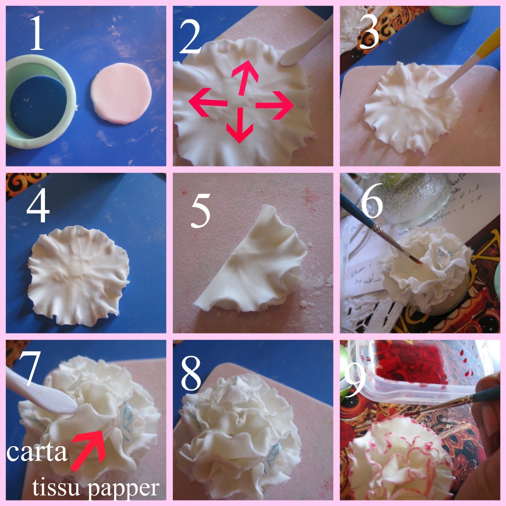 Belle Cake Topper and Mould how to make gumpaste or fondant carnation