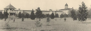 A black and white image of Jemison Center or Old Bryce Hospital in Northport, AL