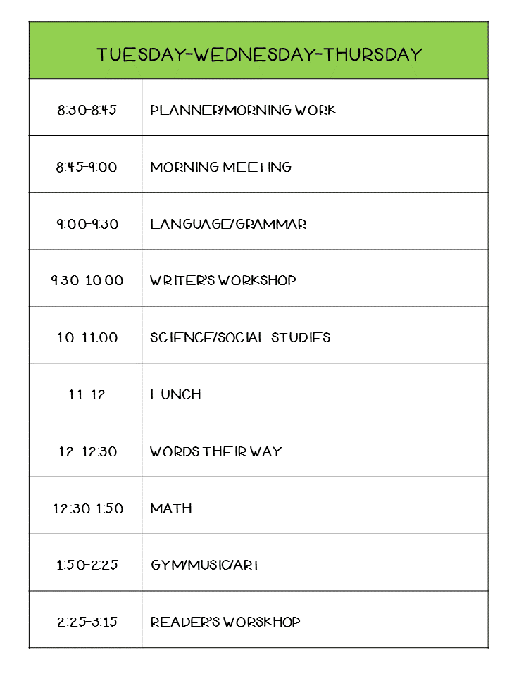 Schedule Worksheet 3rd Grade