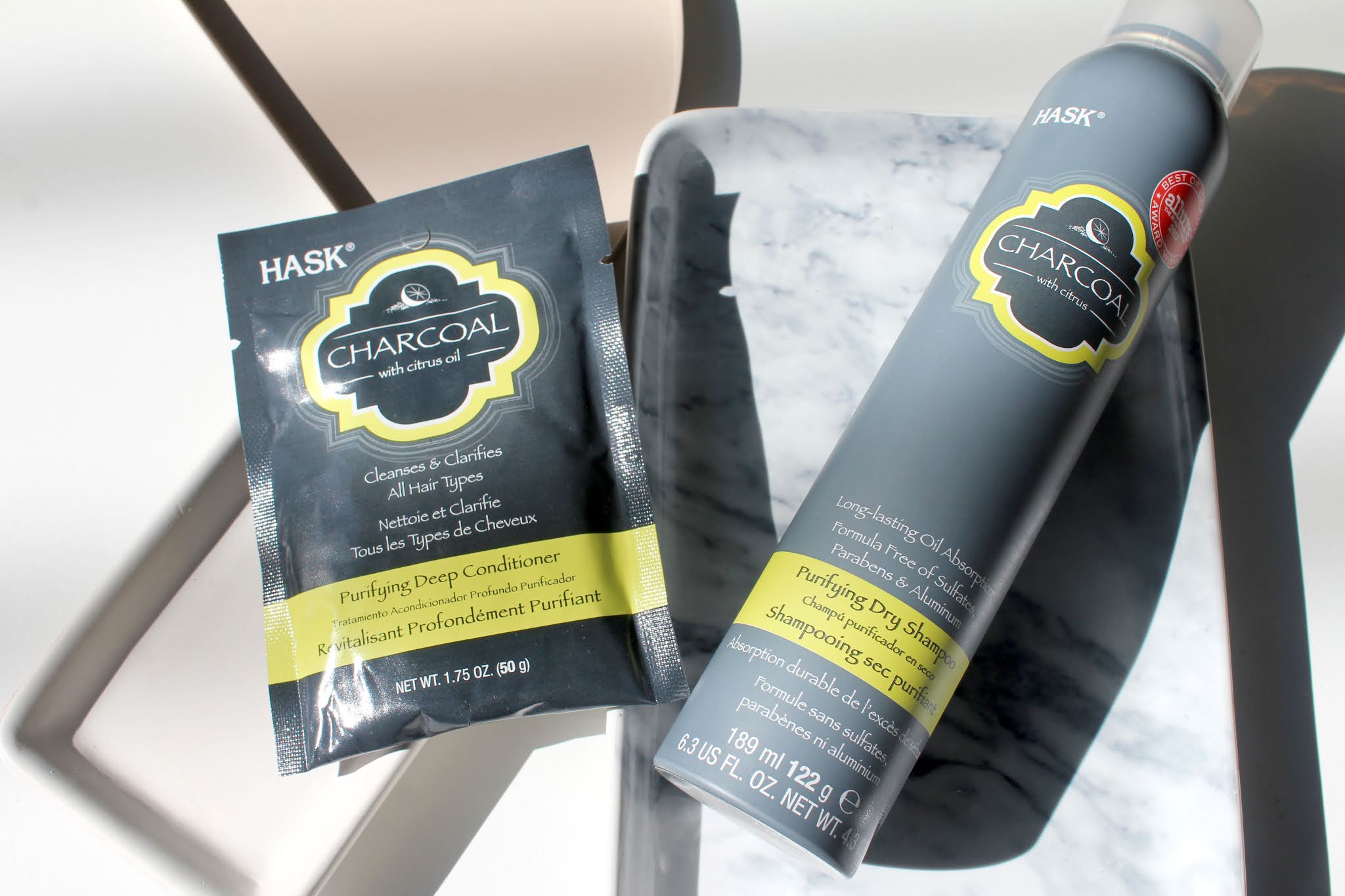 Review Hask Hair Charcoal with Citrus Purifying Dry Shampoo