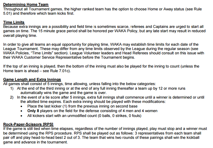 MN Twin Cities WAKA Kickball PLAYOFF RULES REMINDER!