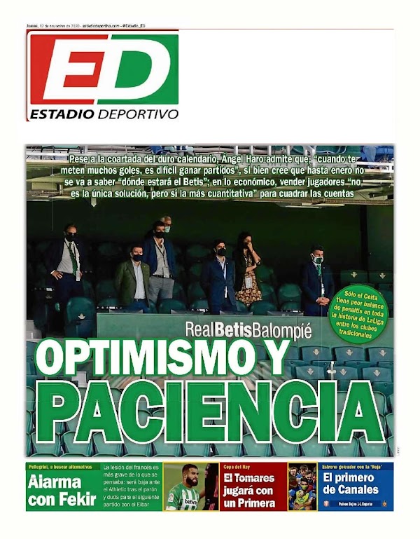 Betis, Estadio Deportivo: "Optimismo y paciencia"