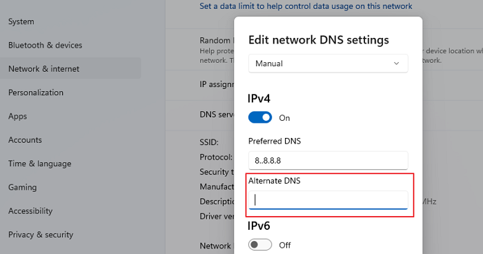 Configuración de DNS alternativa