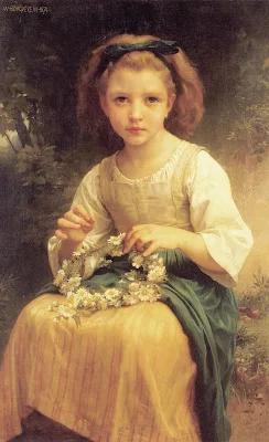 Child Braiding A Crown painting William Adolphe Bouguereau