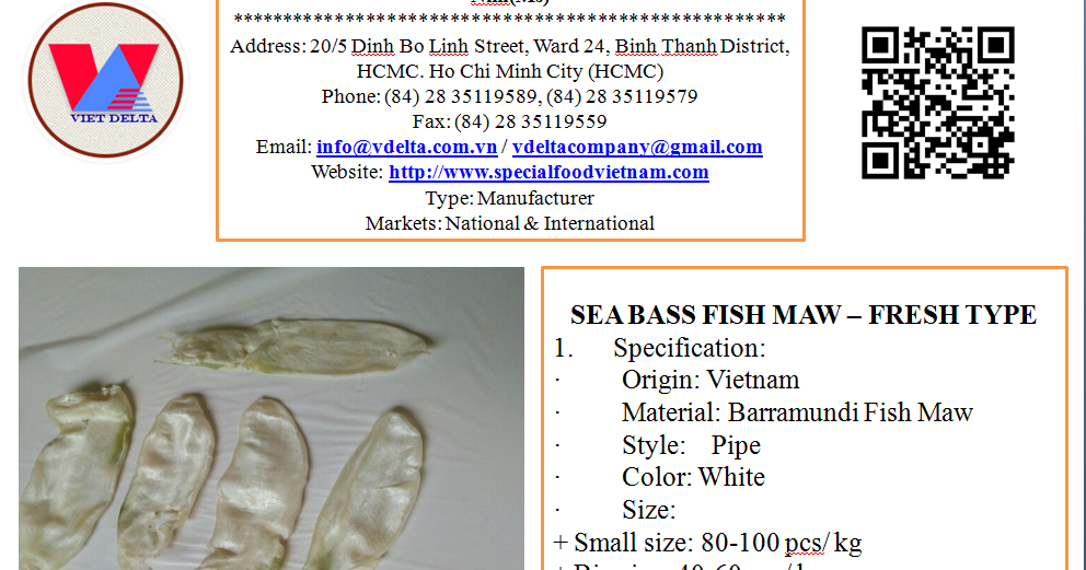 SEA BASS FISH MAW FRESH TYPE
