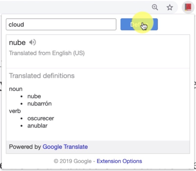 Traductor de inglés a español y de español a inglés Google Dictionary