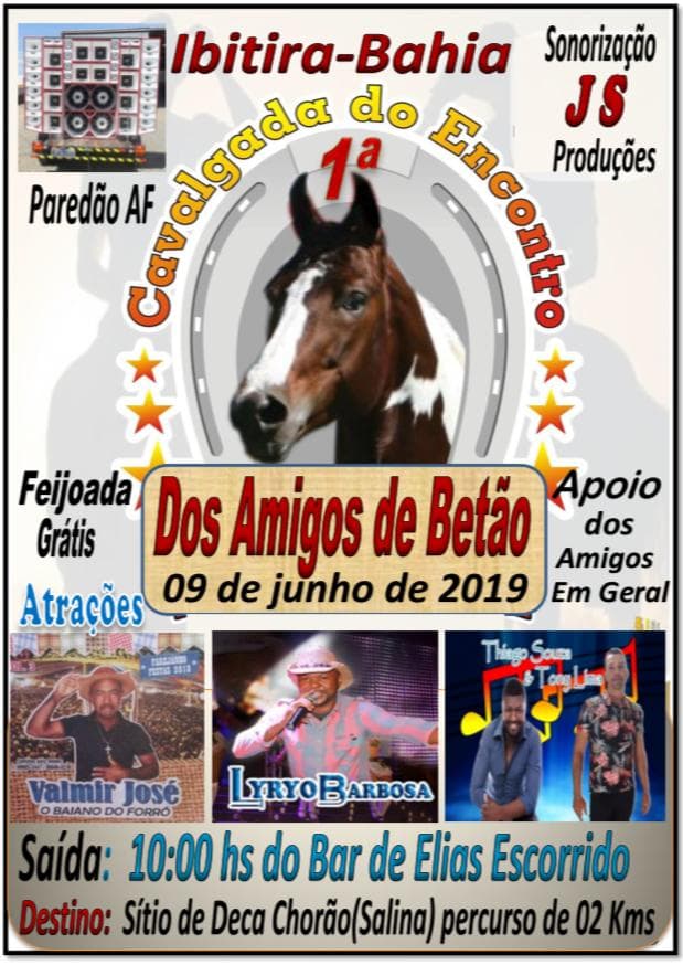Vem aí a primeira edição da “Cavalgada do Encontro dos Amigos de Betão.” em Ibitira. Vem aí a primeira edição da “Cavalgada do Encontro dos Amigos de Betão.” em Ibitira.