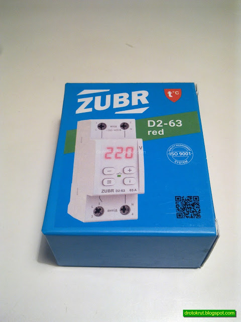Коробка однофазного реле напряжения на DIN-рейку Zubr D2-63 red