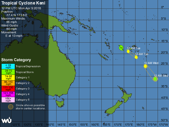 islas Vanuatu Fiji, sienten efectos ciclón tropical 