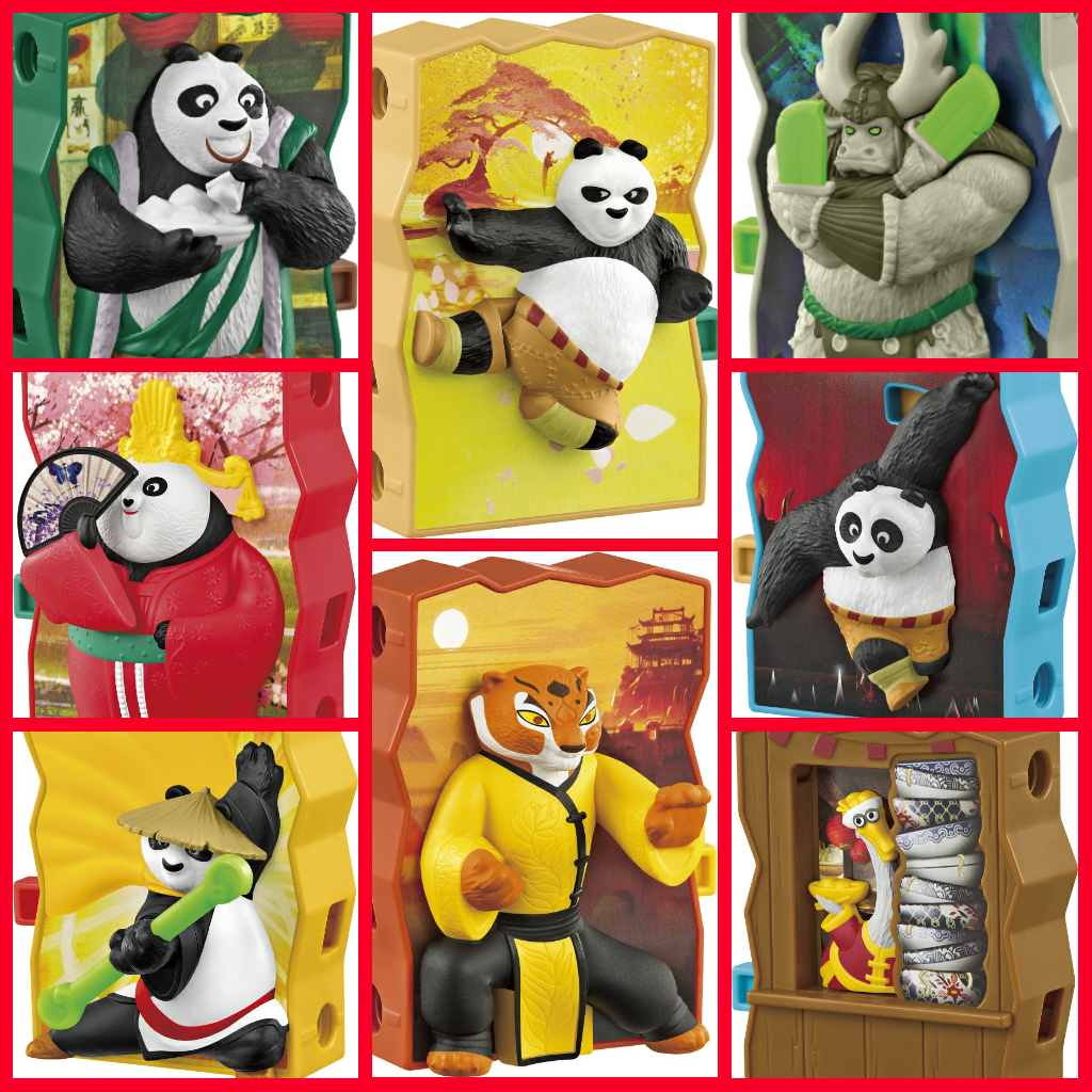 Кунг фу панда киндер. Игрушки Хэппи мил кунг фу Панда. Игрушки из Макдональдса кунг фу Панда. Фигурки кунг фу Панда макдональдс. Happy meal игрушки кунг фу Панда.