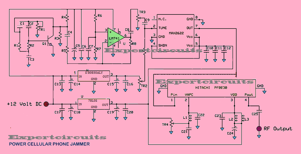 Full Power Mobile Phone Jammer Circuit Diagram | Expert Circuits