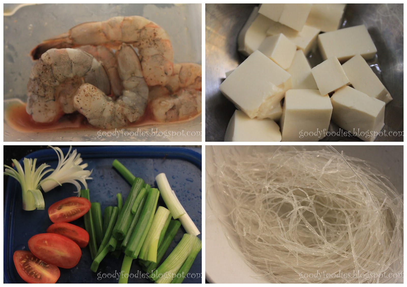 GoodyFoodies I cooked Spicy kimchi soup with prawns, tofu and glass noodles