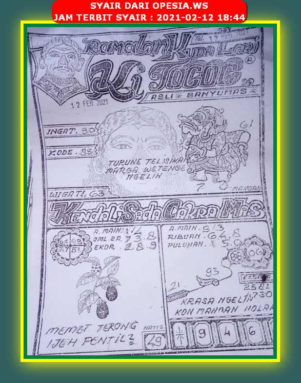 50 Syair opesia ws togog