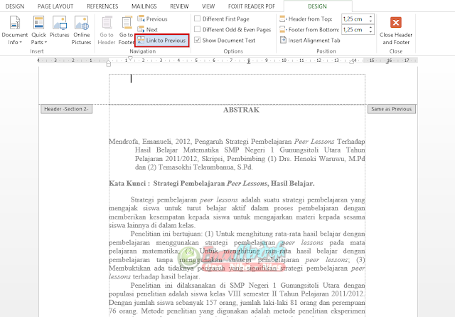Nonaktifkan Link to Previous Section 2 Nonaktifkan Link to Previous Section 2