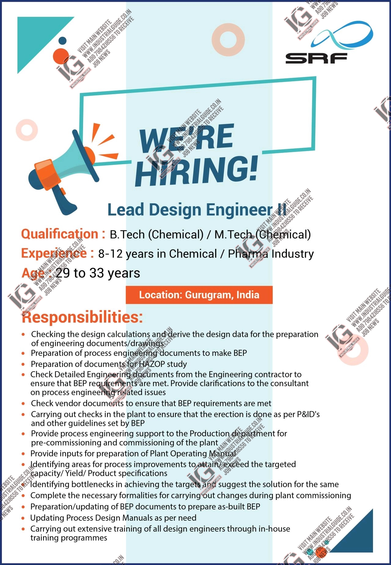 SRF Limited jobs for Chemical Engineer apply now