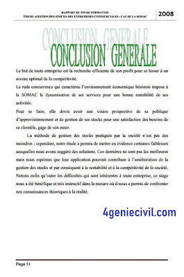 conclusion rapport de stage exemple