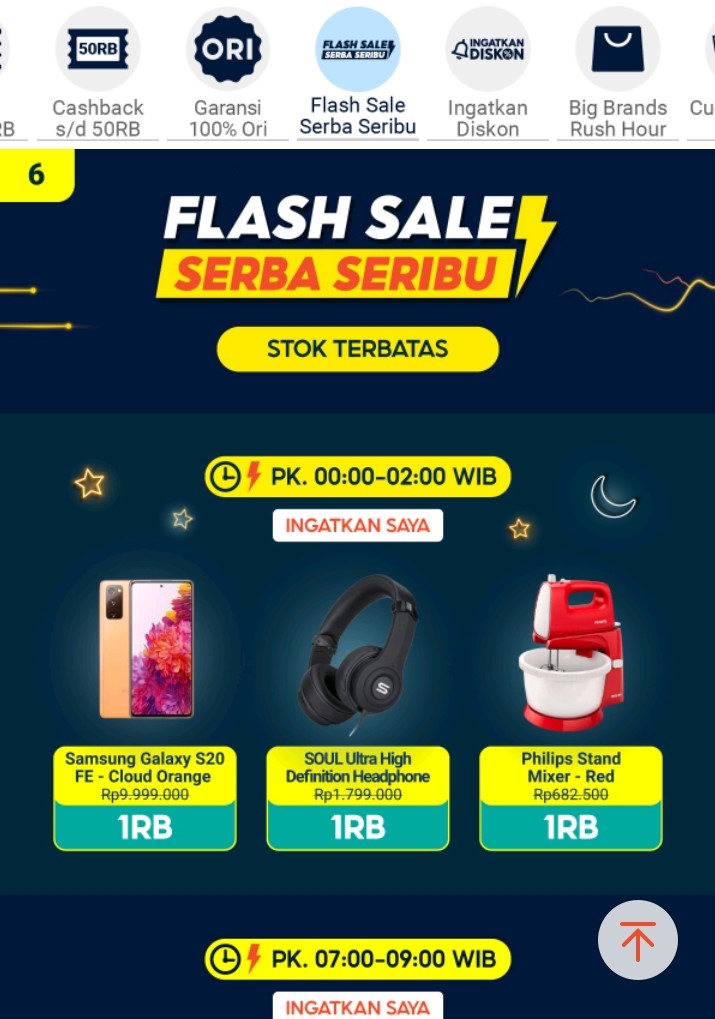 Shopee Flash Sale 7.7 Mega Elektronik Sale Samsung Galaxy S20 Harga