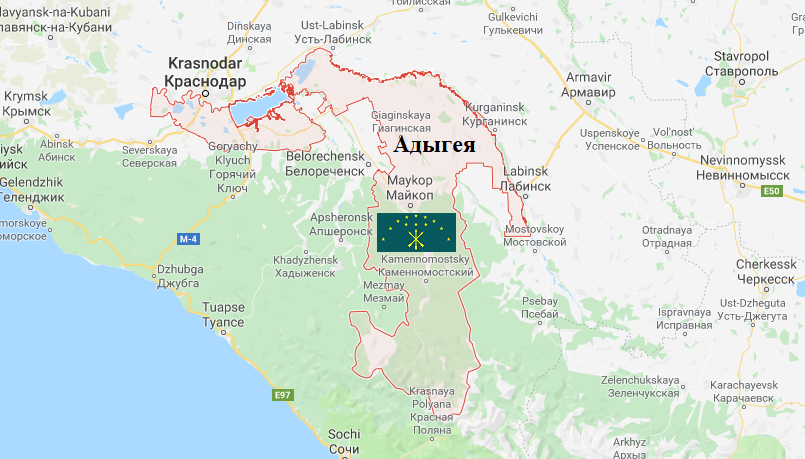 Карта краснодарского края и абхазии с населенными пунктами