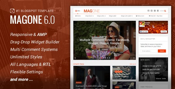 MagOne v6.2.6 – Responsive News & Magazine Blogger Template