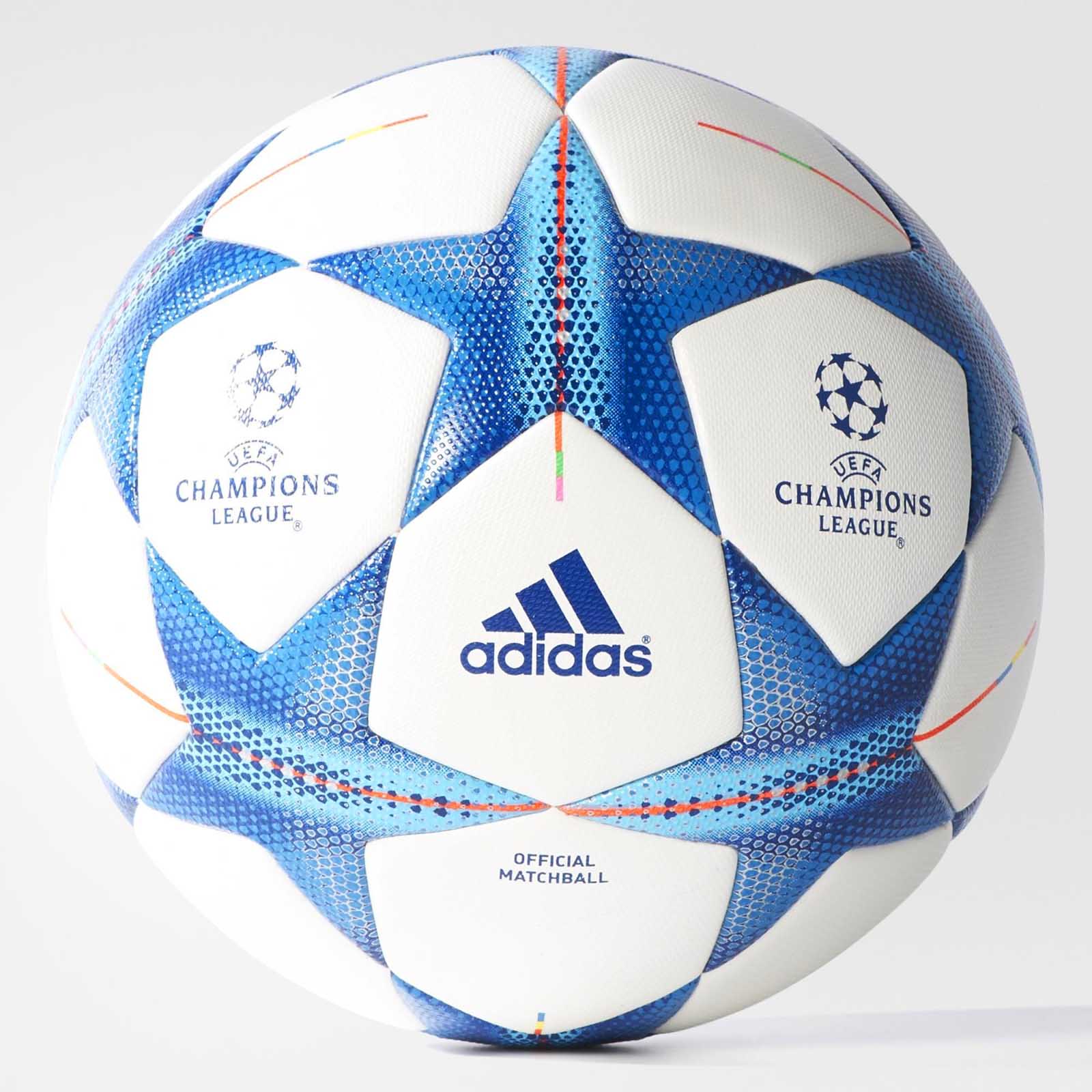 blue and white champions league ball