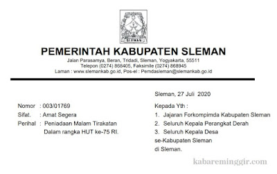 Surat Edaran Tentang Peniadaan Tirakatan Malam 17-an Surat Edaran Tentang Peniadaan Tirakatan Malam 17-an