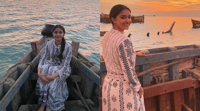 Keerthy Suresh Dropped Scenic Pictures Of Her As She Is Enjoying Sunset In Rameshwaram.