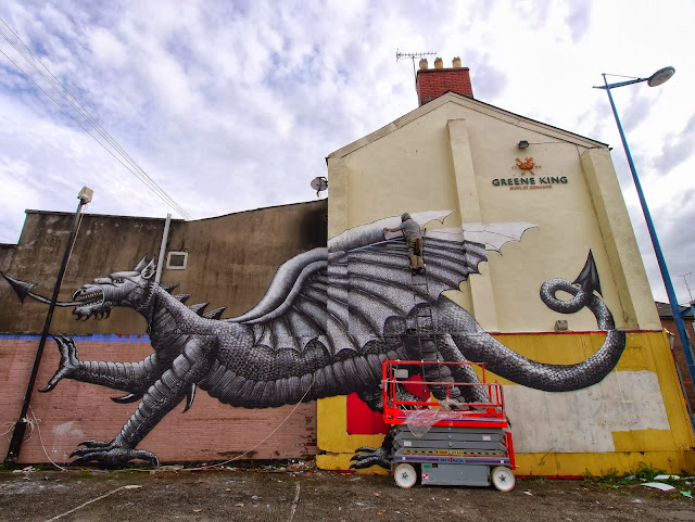 Street Art By Phlegm For Empty Walls Urban Art Festival In Cardiff, Wales. 4