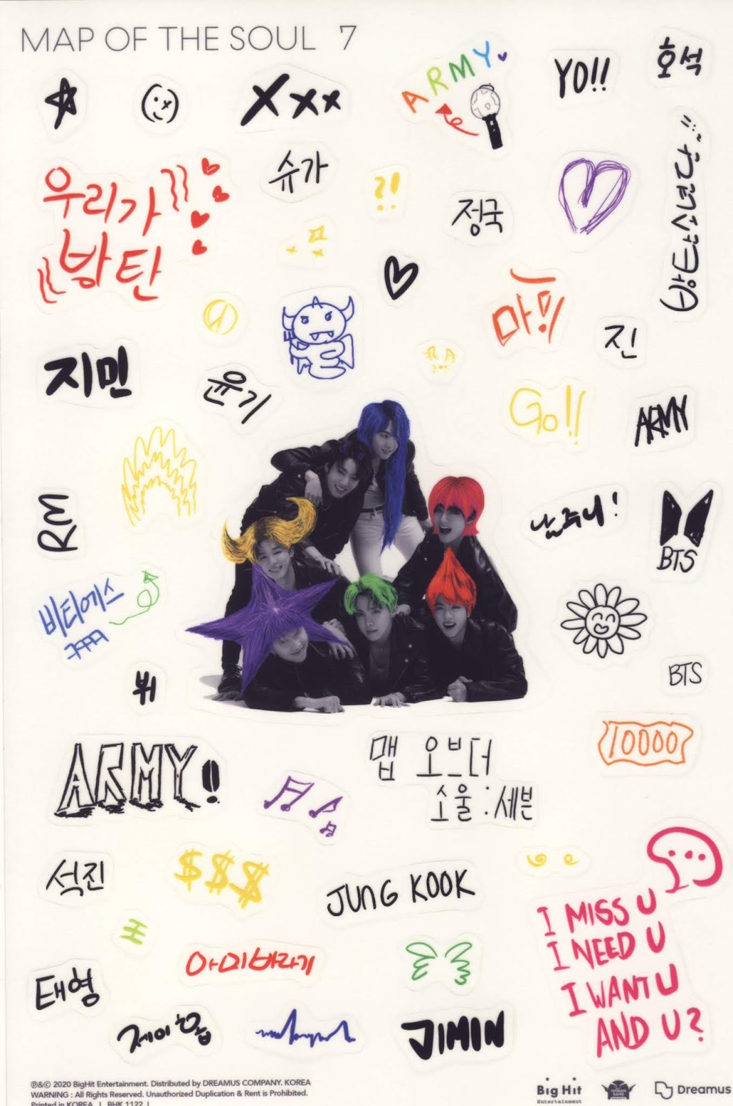 kpop scans: BTS - MAP OF THE SOUL : 7 Version 04 group card + autograph 