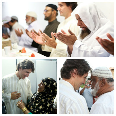 Justin Trudeau praying in mosque