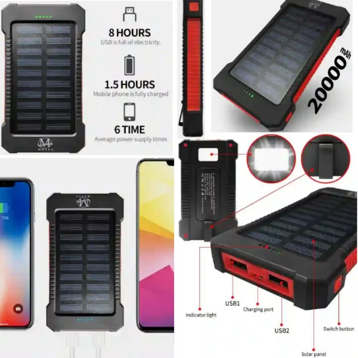 Movfa Powerbank: 20000mAh High Capacity Mobile Battery Fast Charger - Dual USB (DC 5V/2.1A) Power Bank with Flashlights