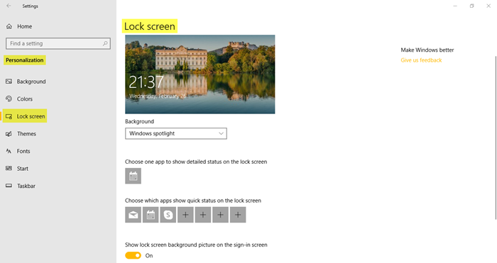 Personalisatie-instellingen in Windows 10