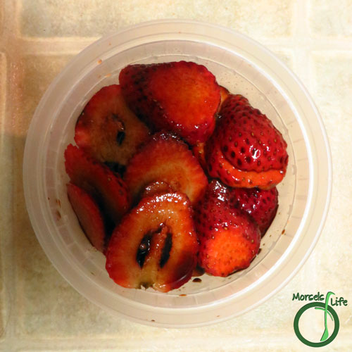 Morsels of Life - Balsamic Strawberry Galette Step 2 - Combine all filling materials and allow them to mix and mingle while you roll out the crust. Strain the strawberries, and reserve the liquid.